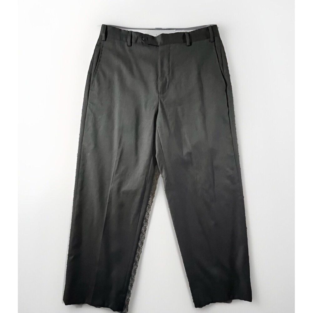 Zanella Dress Trousers Mens 34 Black Todd Flat Front Wool Made in Italy 111184